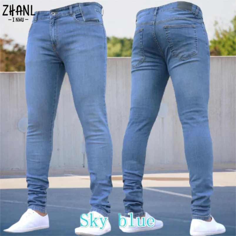 Jeans pour hommes Pantalons pour hommes Pure Color Stretch Jeans Casual Slim Fit Pantalons de travail Homme Vintage Wash Plus Size Pencil Pantalons Skinny Jeans pour hommes 220827