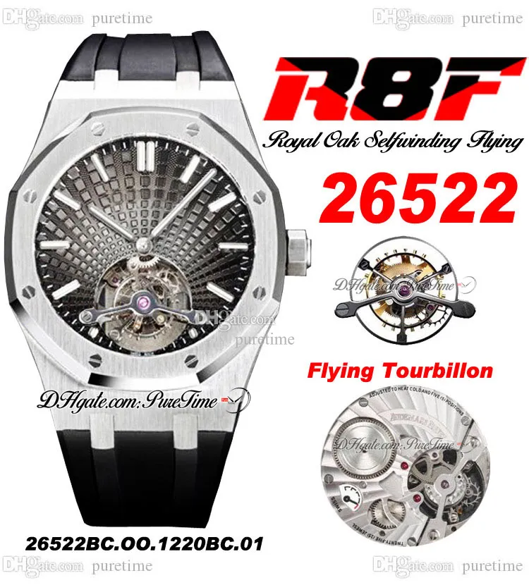 R8F V3 Flying Tourbillon A2950 Reloj automático para hombre Cuerda automática 2652 Extra delgado 41 mm SIHH Negro Gris Dial Correa de caucho 2022 Super Edition Pureitme A1