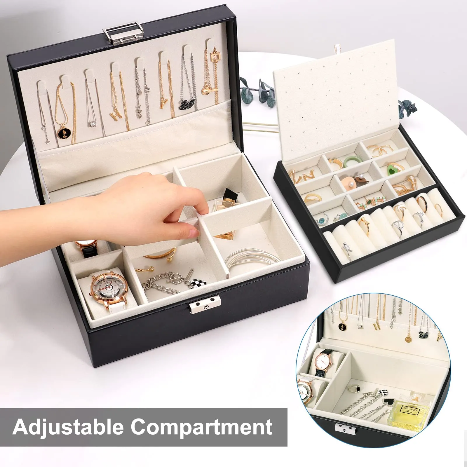 Jewelry Box Organizer Simboom 2 Layer Large PU Leather Storage Case For Women And Men From Bdegarden 1.56 DHgate.Com