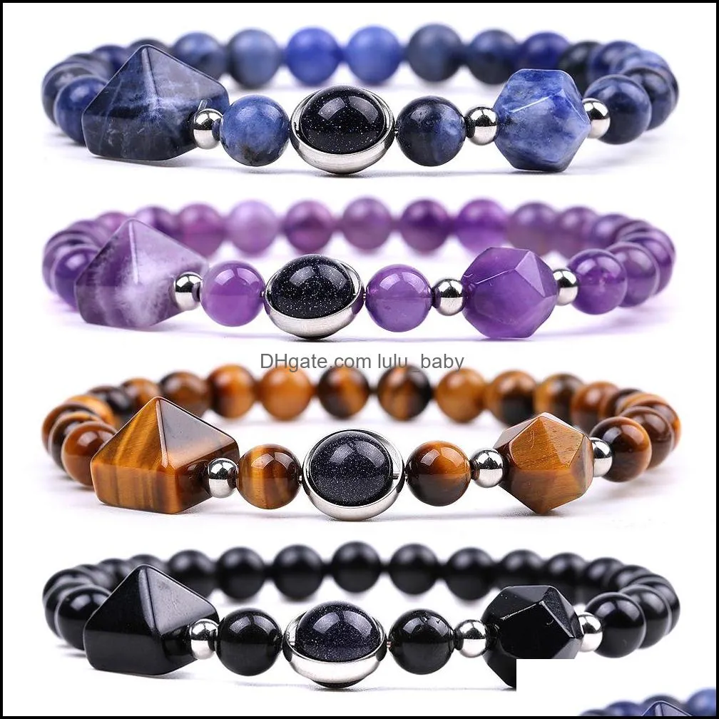 Beaded Strands Mens Beaded Bracelets Matching Orgone Pyramid Beads For Women Stone Jewelry Reiki Positive Energy Gemstone Metaphysic Dh9Nr