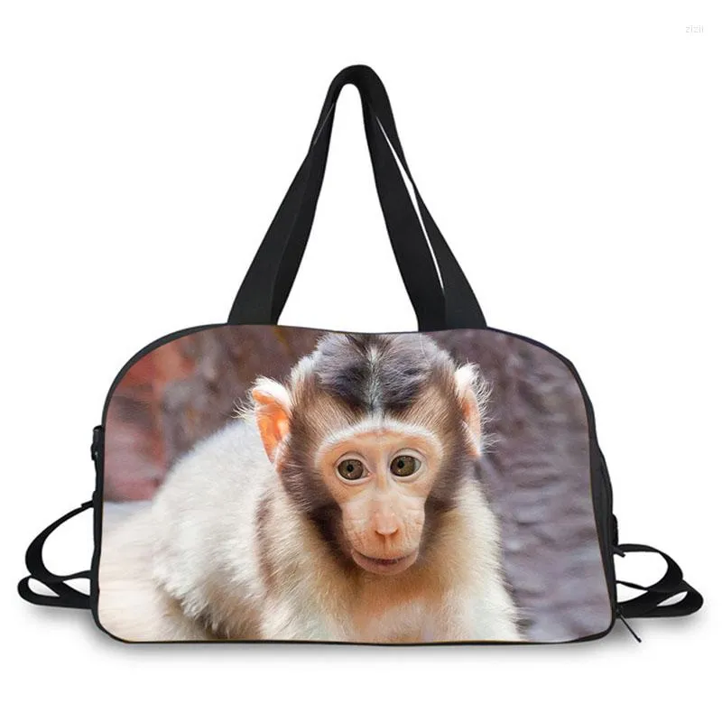 ダッフェルバッグAnyfocus Brand Bag Men Men Women Animal Monkeyプリントバッグ荷物高品質の肩ファッションクール旅行