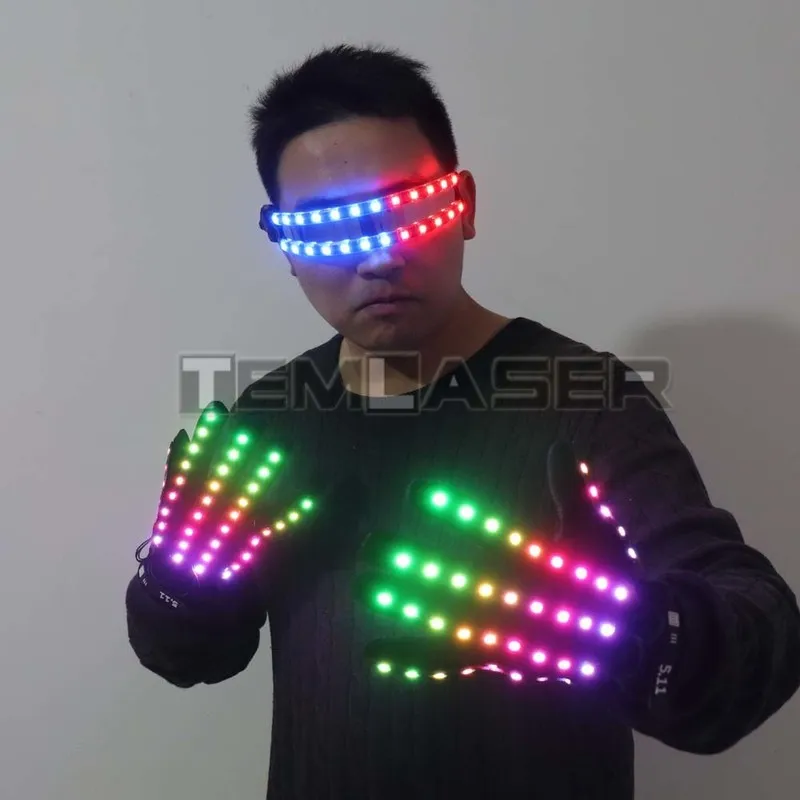 Gants lumineux LED,7 couleurs,lumière Rave,éclairage des doigts,mitaines  scintillantes - Type B