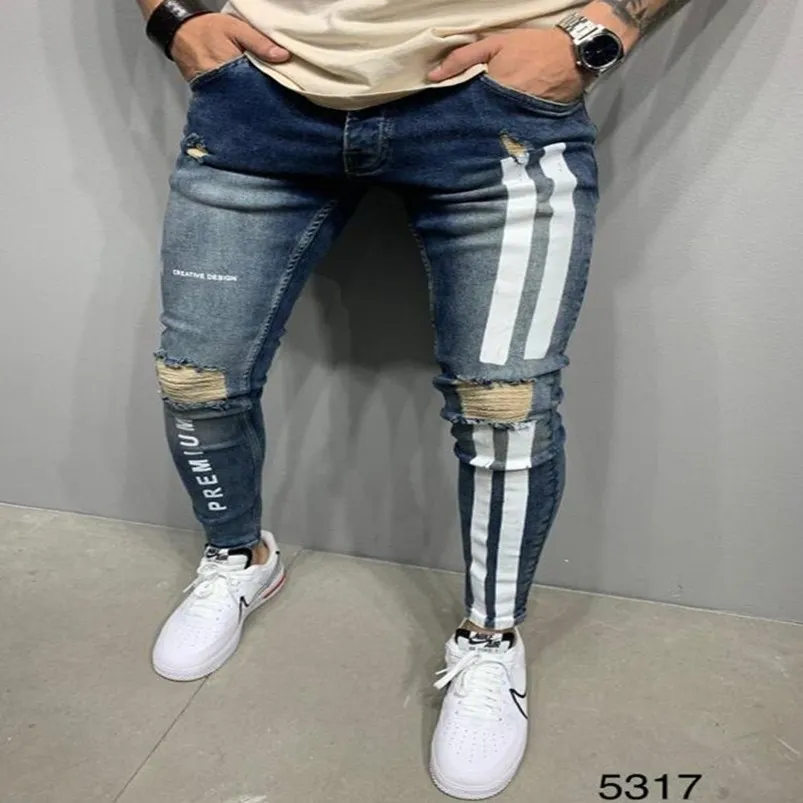 Jeans masculinos 3 estilos homens homens el￡sticos de motoqueiro magro slim fit jeans z￭per jeans casual jeans de alta qualidade 220827