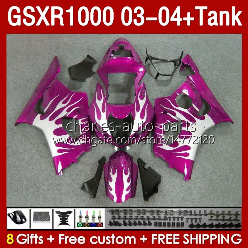 OEM-m￤ssor f￶r Suzuki GSXR-1000 K 3 GSXR 1000 CC K3 03 04 BODS 147NO.191 GSX-R1000 1000CC GSXR1000 03-04 GSX R1000 2003 2004 Injektion M￶gelm￤ssan Tank Rose Flames Flames