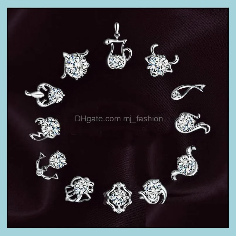 Boucles d'oreilles étalon beaux véritables bijoux en zircon sterling sier sterling de haute qualité