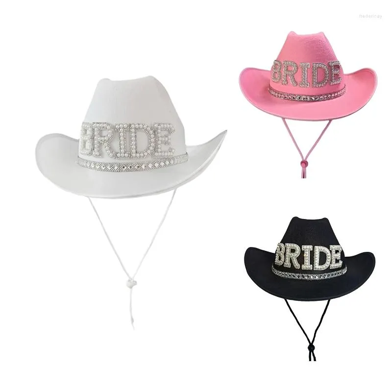 Basker Shinning Bride Letter Cowgirl Hat Novely Cowboy Summer Beach Western Fancy Dress Accessory