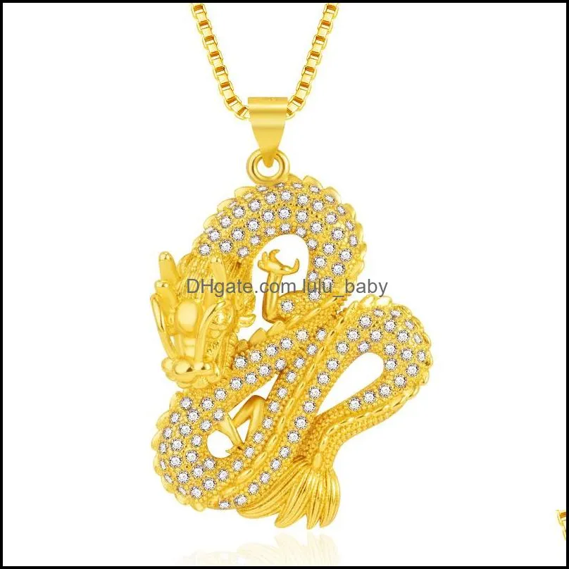 Pendant Necklaces Dragon Necklace Mascot Jewelry Lucky Symbol Gift Auspicious Drop Delivery 2021 Pendants Lulubaby Dhduc