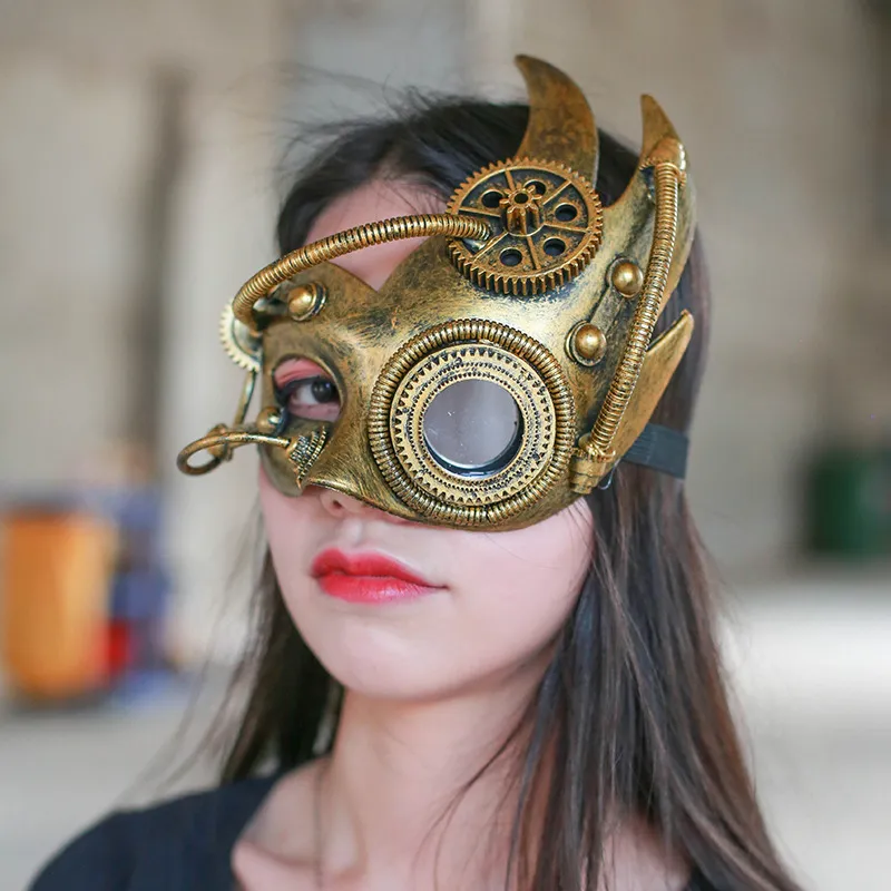 Party Masks Steampunk Phantom Masquerade Cosplay Mask Ball Half Face Men Punk Costume Halloween Party Costume Props Heavy Metal 220827