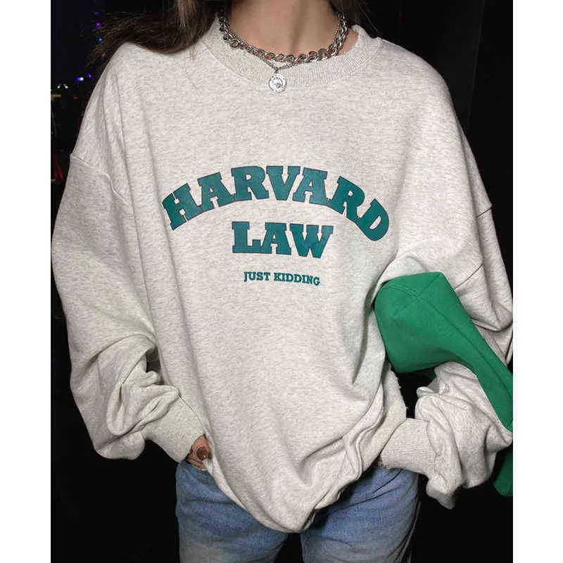 Hoodies voor dames sweatshirts ins Hot America Style Vintage Letter Printing Crewneck Sweatshirt Women Casual Oversized Pullovers 2020 Autumn New Designer T220826