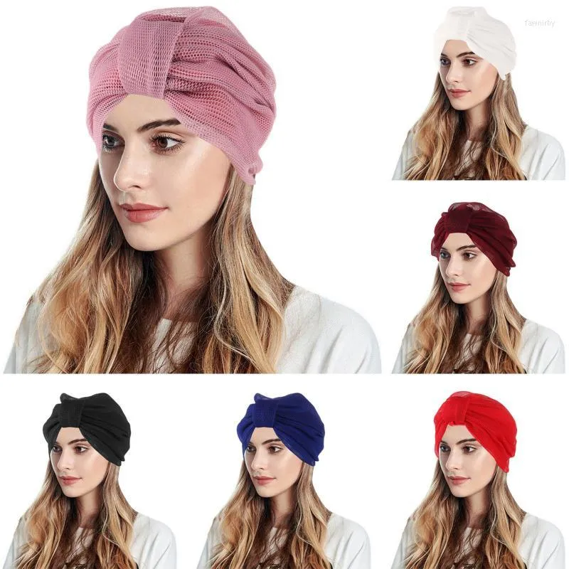 Berretti a sfera Cappelli da corsa da uomo Quick Dry Women Knot Fashion Cappello a pieghe Cappello Cap Copricapo Turbante musulmano Headwrap Baseball con rosa