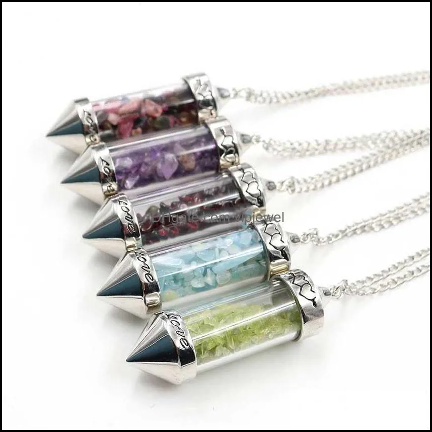 H￤nge halsband kristall grus ￶nskar flasktr￶ja kedja halsband lady retro transparent glas droppleverans 2021 smycken h￤nge dhsug