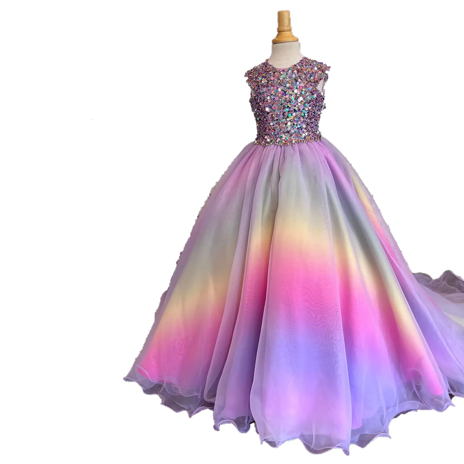 unicorn formal dress Flower Girl Unicorn Dress Wedding Party Rainbow Tutu Gown Birthday Dresses  by MomyMall main image 0