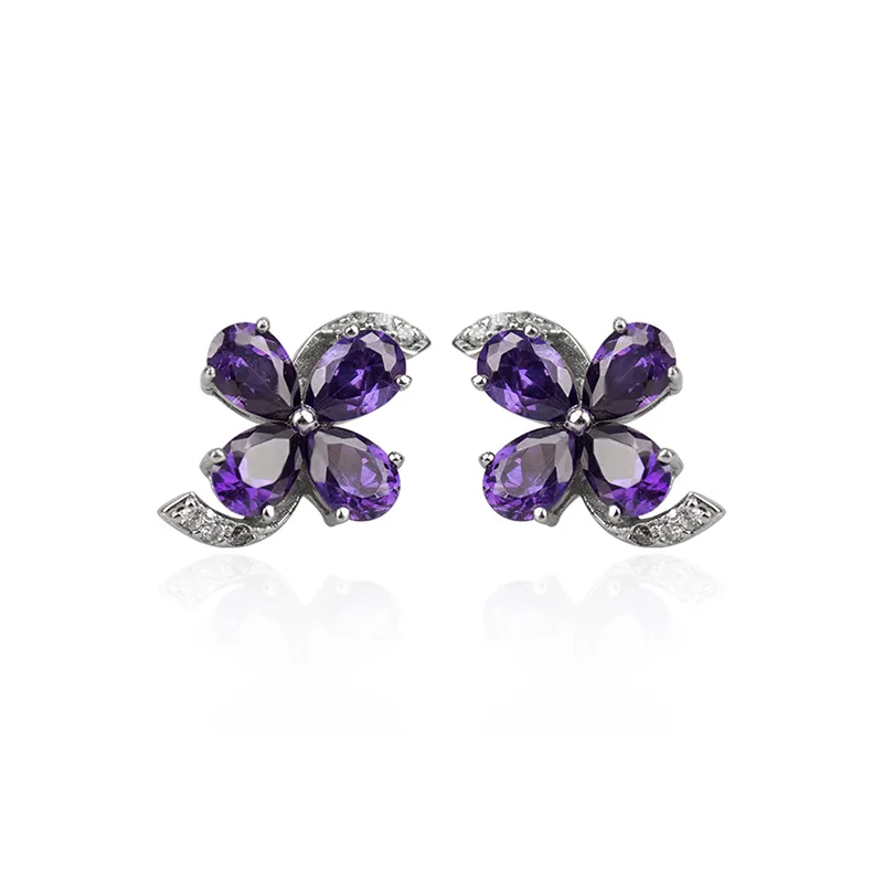 Boucles d'oreilles élégantes pour femmes, haute qualité, trèfle à quatre feuilles, clous incrustés en forme de goutte, Zircon, cadeau d'anniversaire pour Banquet, bijoux classiques