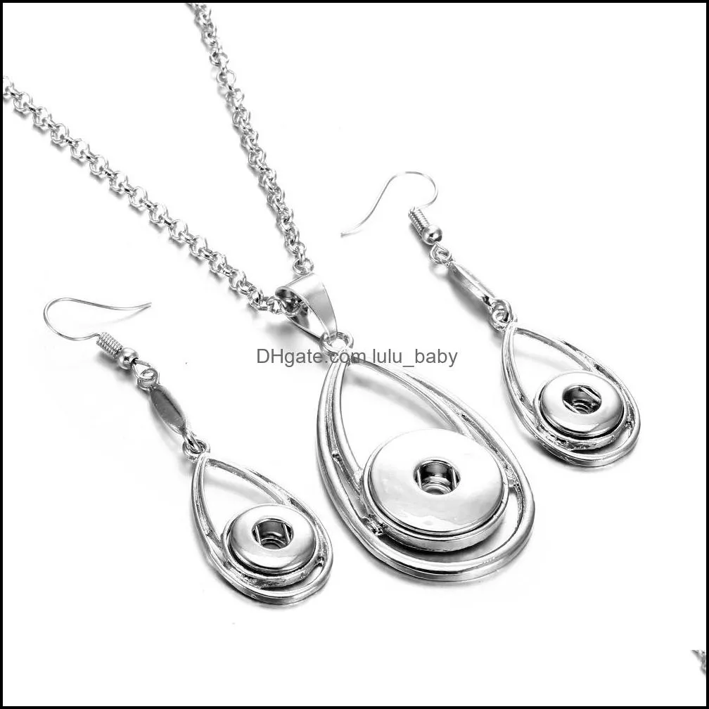 Oorbellen ketting sier kleur snap knoop sieraden set 12 mm 18 mm hanger snaps knoppen voor vrouwen Noosa drop levering 2021 sets lulubaby dh94h