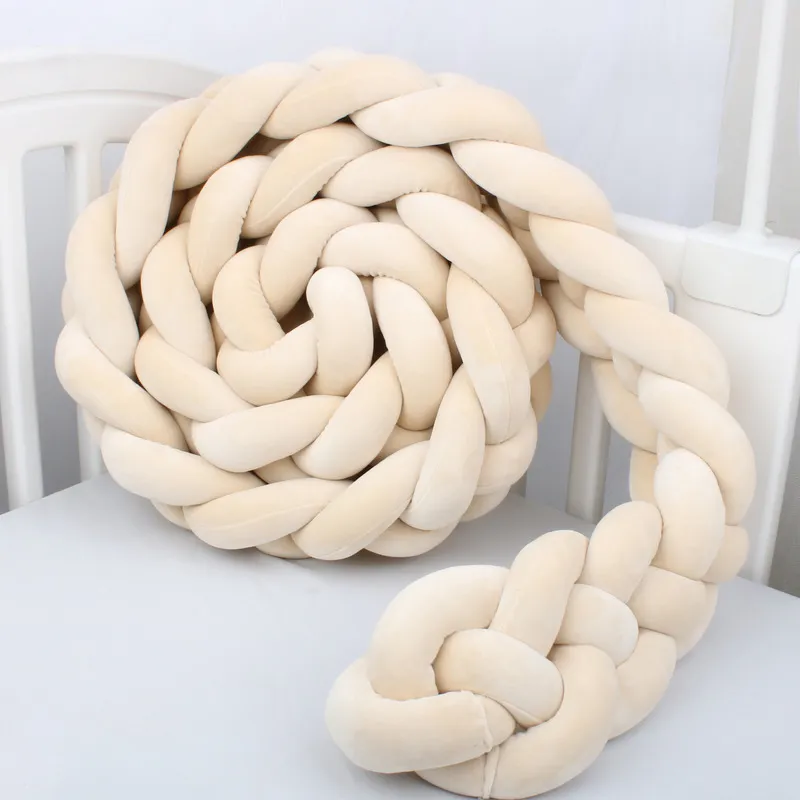 IIQI Oreiller Décoratif Tressé Moelleux Beige 13x25 Cm – Coussin Noué Main Pour Canapé, Lit Bébé Ou Chambre Cosy