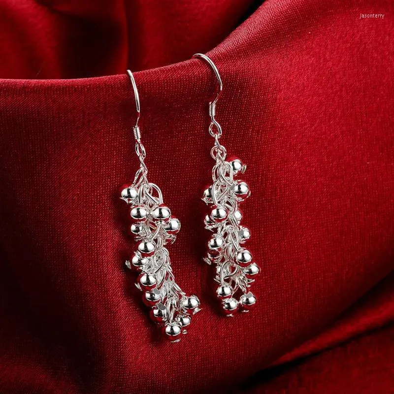 Boucles d'oreilles pendantes bijoux 925 timbre couleur argent boucle d'oreille mode femme perles de raisin créatives goutte cadeaux