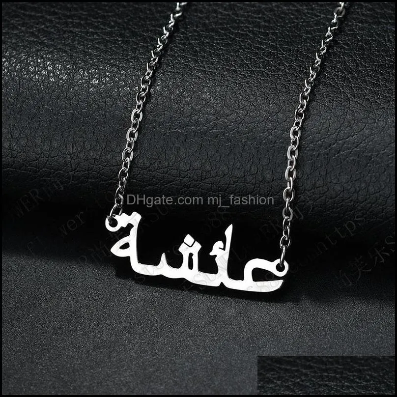 Collane a ciondolo moda creativo creativo medio Oriente Arabo Alfabet collana da donna Nome in acciaio inossidabile catena di clavicoli regalo gioielli goccia dhx8a