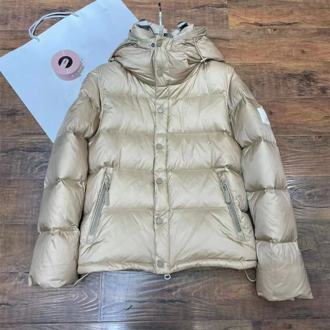 Men Down Puffer Kurtka zimowa Odepliwa Rękaw z kapturem Designer Parkas Boi bok zip nylonowa nylonowa nylonowa odzież