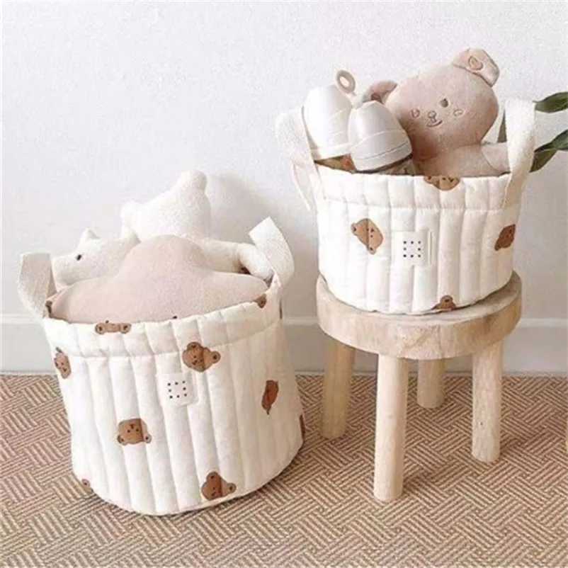 Borse per pannolini Baby Cute Bear Ricamo Fashion Cart Stoccaggio Cotton Mommy 220826