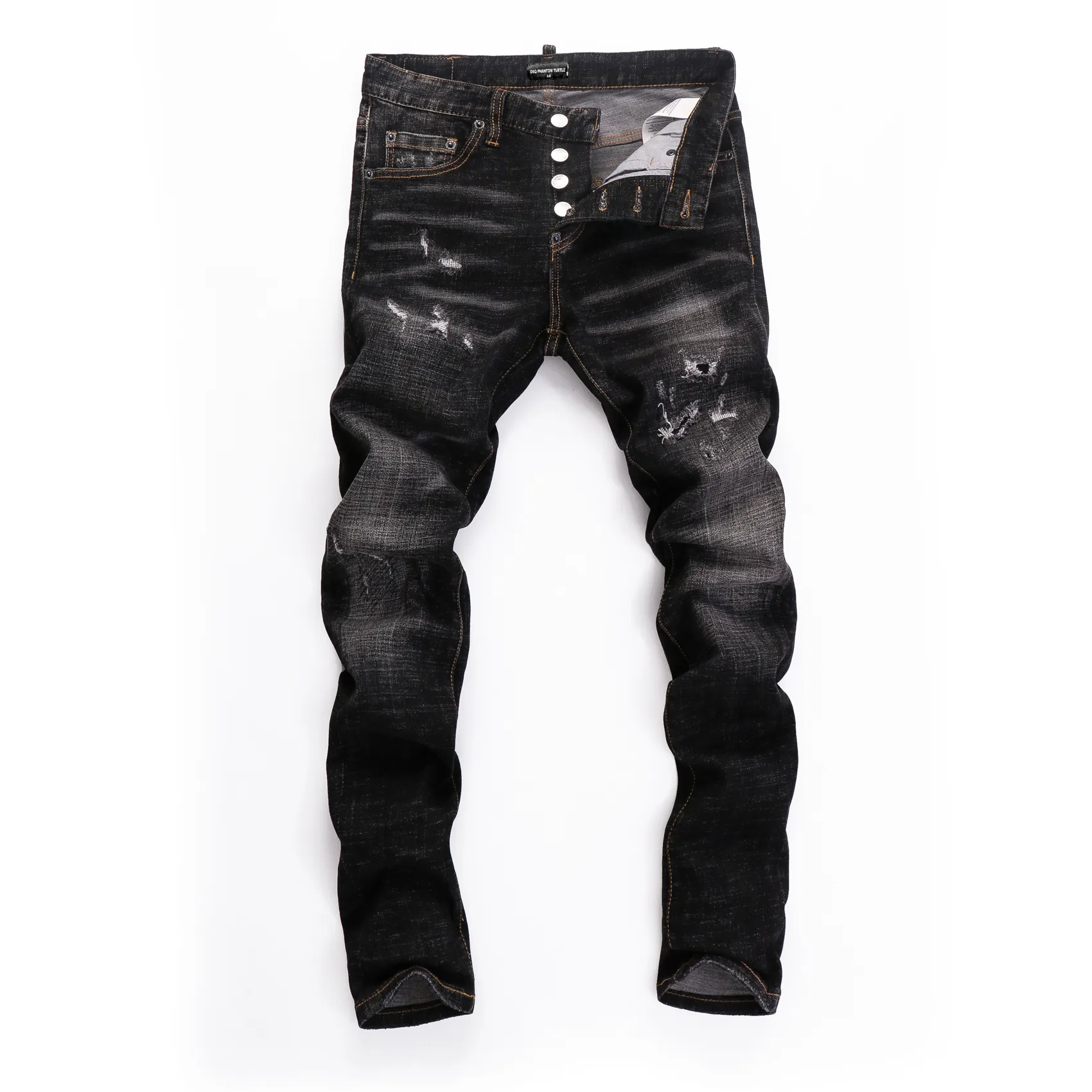 DSQ Phantom Turtle Men 's Jeans Mens 이탈리아 디자이너 청바지 스키니 찢어진 멋진 사람 인과 구멍 데님 패션 브랜드 피트 청바지 남성 씻는 바지 65267