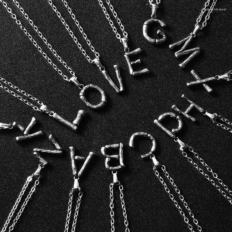 Pendentif Colliers Rétro Collier Hommes Lettre Chaîne En Acier Inoxydable En Gros Long Bijoux Cadeau Pour Accessoires