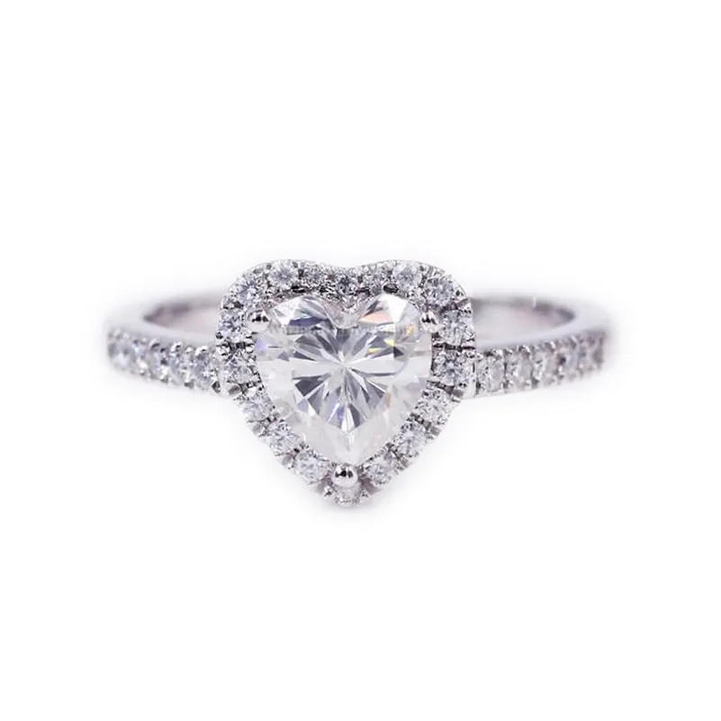 Anneaux de mariage Tianyu Gems 6.5mm Forme de coeur Diamants Or pour femmes 14k18kPT950 Bague D VVS Pierres précieuses Fine Jewelry 220826