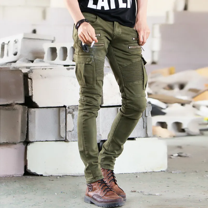 Jean skinny top biker homme