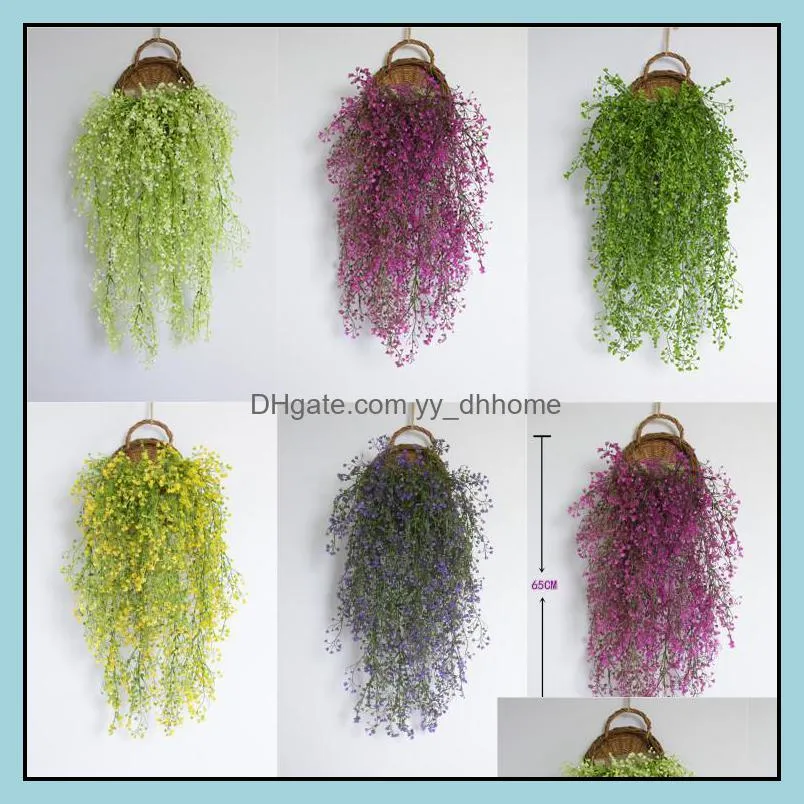 Andra heminredning Artificial Flower Leaves Fake Ivy Hanging Green Plant Rattan för fest Wedding Wisteria Dekorativt vardagsrum Ornam Dhi8x