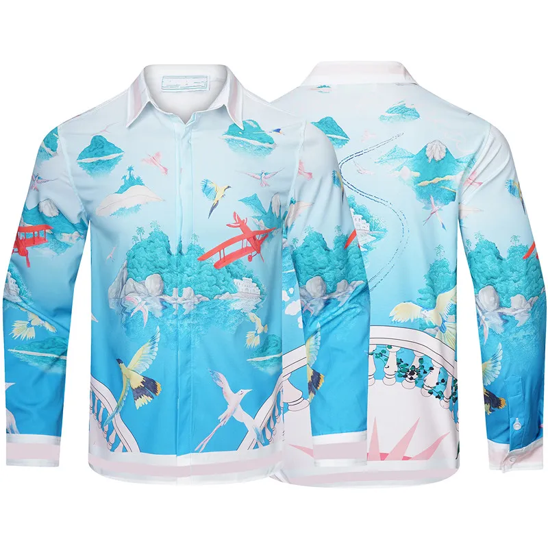 Moda Hawaiian Shirts Floral Carta Floral Prind Praia Camisa masculina Designer Silk Bowling Shirt Casual Mens verão Manga curta Vestidos soltos