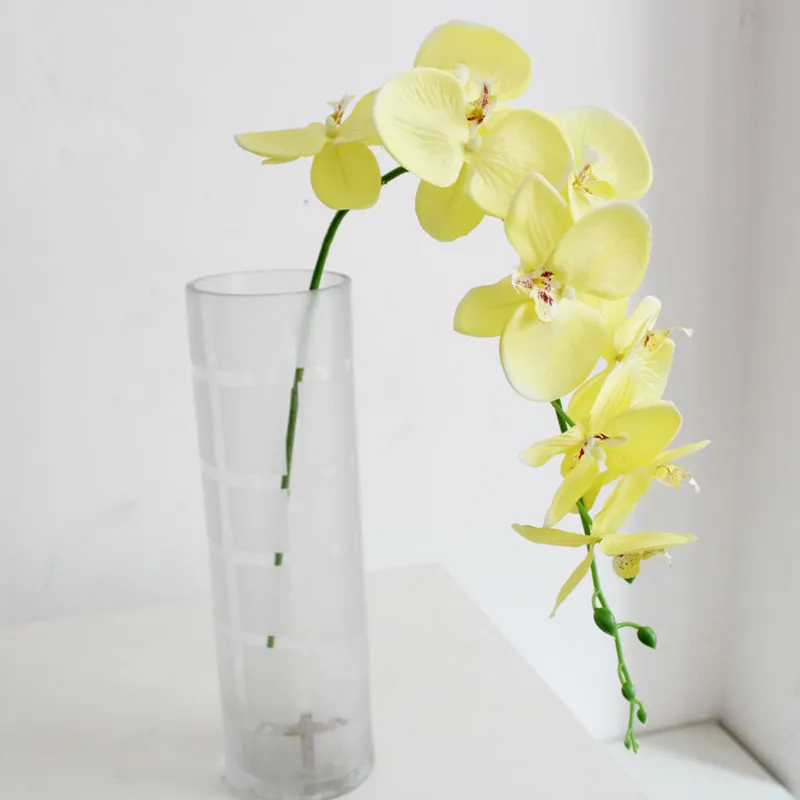 93cm 9 헤드 실크 난초 phalaenopsis 꽃 diy 결혼식 꽃다발 인공 식물 가짜 꽃 가정 장식