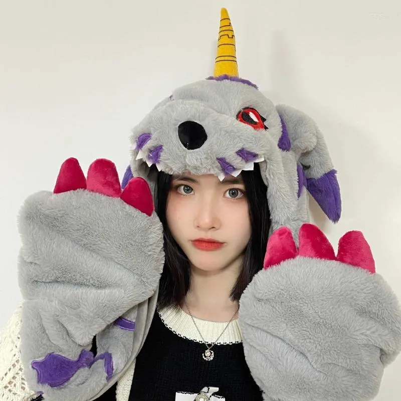 Berretti Simpatico Cartone Animato Animale Soffice Cappello di Un Pezzo Sciarpa Guanti Personalità Calda Lolita Cosplay Kawaii Anime Figure Orecchio Mobile