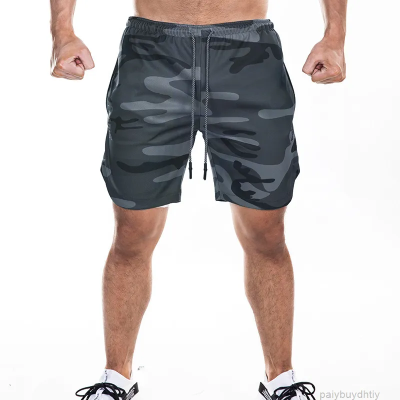 AV Pantaloncini mimetici da uomo Stile giapponese Poliestere Corsa Sport Corti Casual Estate Vita elastica Abbigliamento stampato solido