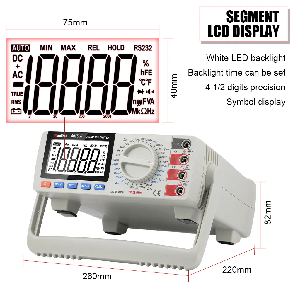 Victor Multimeters Sex och en halv siffra Benchtop Digital Multimeter Hög Precision Konfigurerbar isolering USB Isolerad RS232 Kommunikation 80452