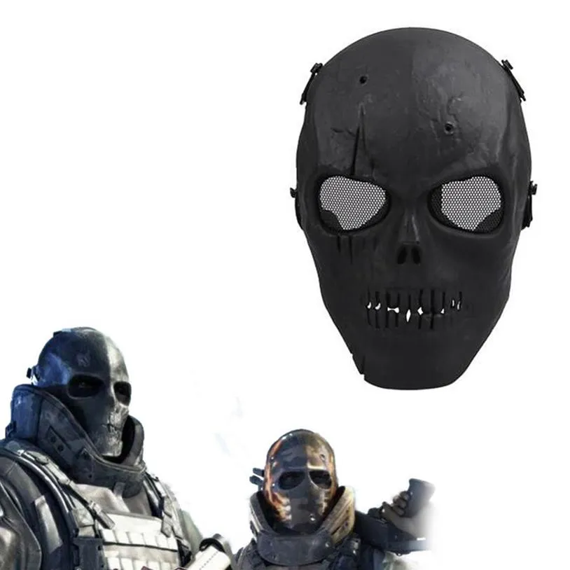 2016 Army Mesh Full Face Mask Skull Skeleton Airsoft Paintball BB 총 게임 보호 마스크 190b