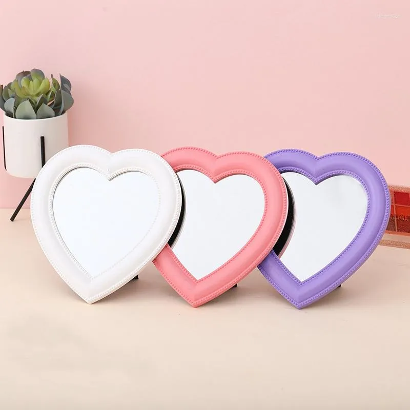 Makeup Brushes INS Love Mirror Desktop Vanity Wall Mounted Dual-Use Heart-Shaped