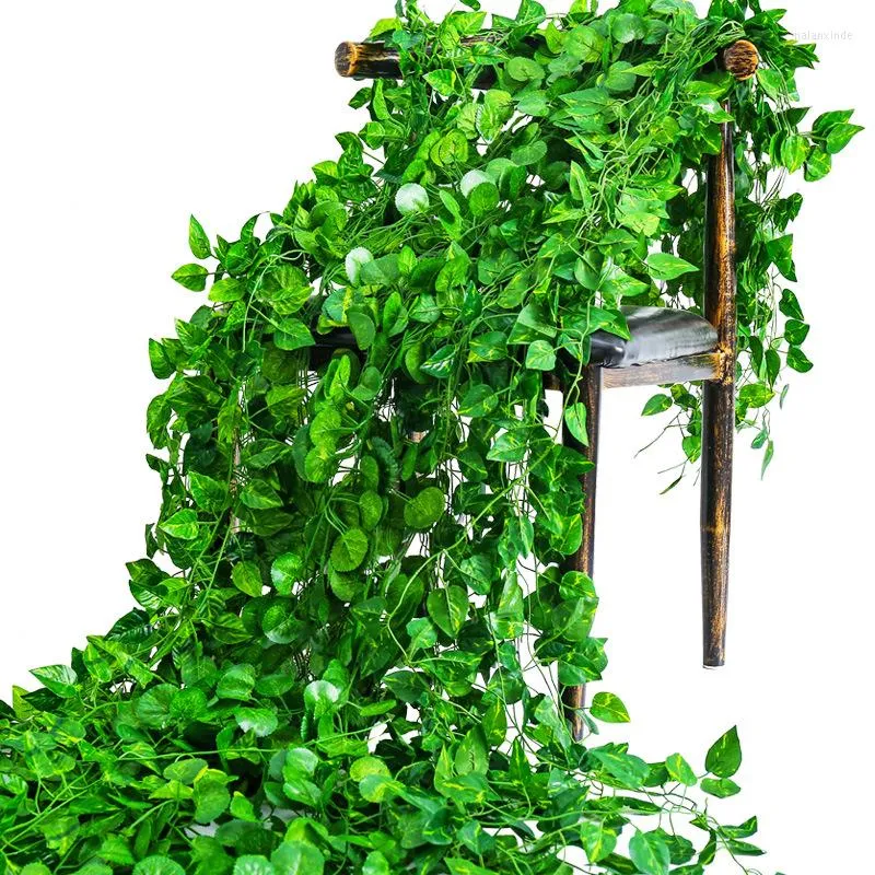 Decorative Flowers 220Cm Creeper Green Ivy Wreath Plantas Artificiales Home Decor Fake Foliage Artificial Leaf Garland Plants Vine