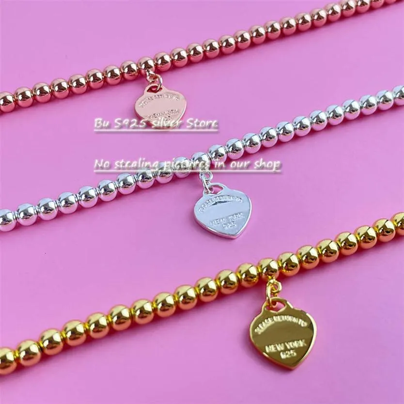 سوار القلب الكلاسيكي المصمم 425 Silver Ball Kraal Style Hanger Womenwer Jewelry H2908