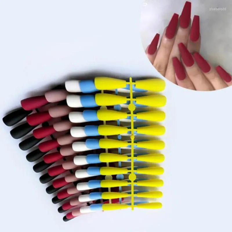 False Nails 24st Pure Color Matte Super Long Coffin Ballerina Wearable Fake Nail Full Cover Tips Diy Women Beauty Tool