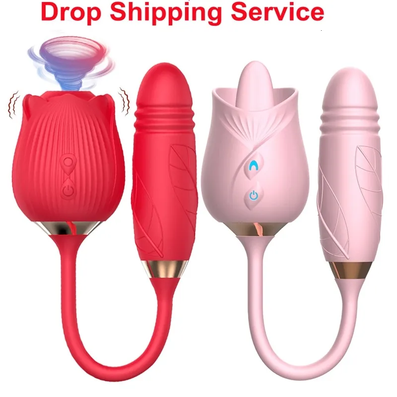 Giocattoli sessuali masager giocattolo Massaggiatore giocattolo Rosa Dildo Paletto Vibratore Capezzolo Ventosa Orale Leccata Lingua Adulto Femmina Stimolazione clitoride Potente LHHK