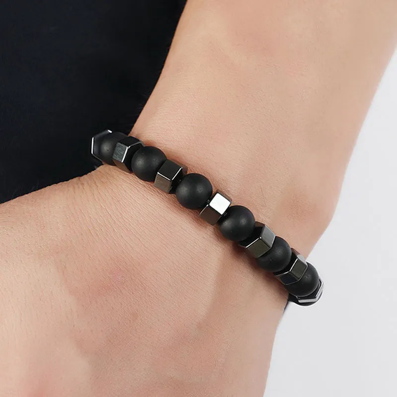 Natuurlijke stenen handgemaakte kralen strengen bedel armbanden yoga sport elastische sieraden voor mannen feestclub decor