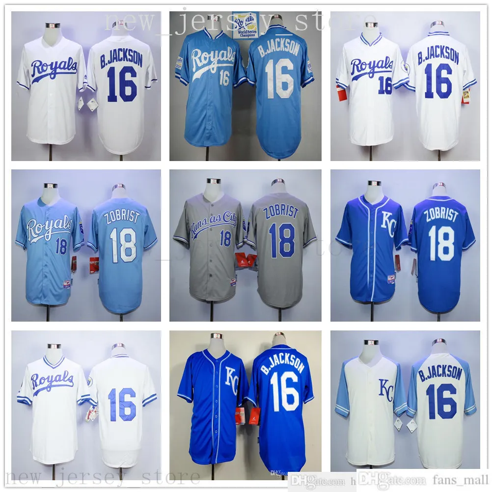 قمصان بيسبول عالية الجودة للرجال لعام 2019 16 بو جاكسون 18 بن زوبريست 100٪ لون مخيط أزرق رمادي أبيض مقاس جيرسي S-XXXL