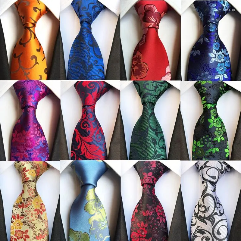 Bow Ties Fashion 8cm Silk Men's Floral Tie Green Bule Jucquard Necktie Suit Men Business Wedding Party Formal Neck Gifts Cravat