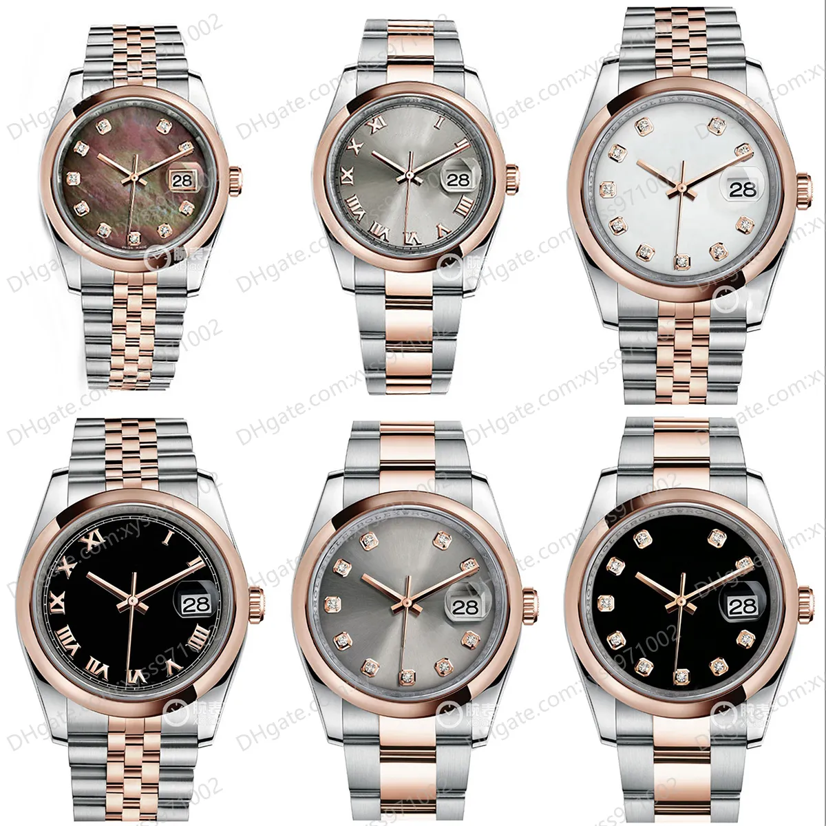 Zegarek wysokiej jakości 2813 Automatyczny mechaniczny zegarek Unisex 36 mm Diamentowa czarna tarcza 116201 Stal nierdzewna Pasek w kolorze różowego złota Szafirowe szkło Moda Zegarki męskie 116203
