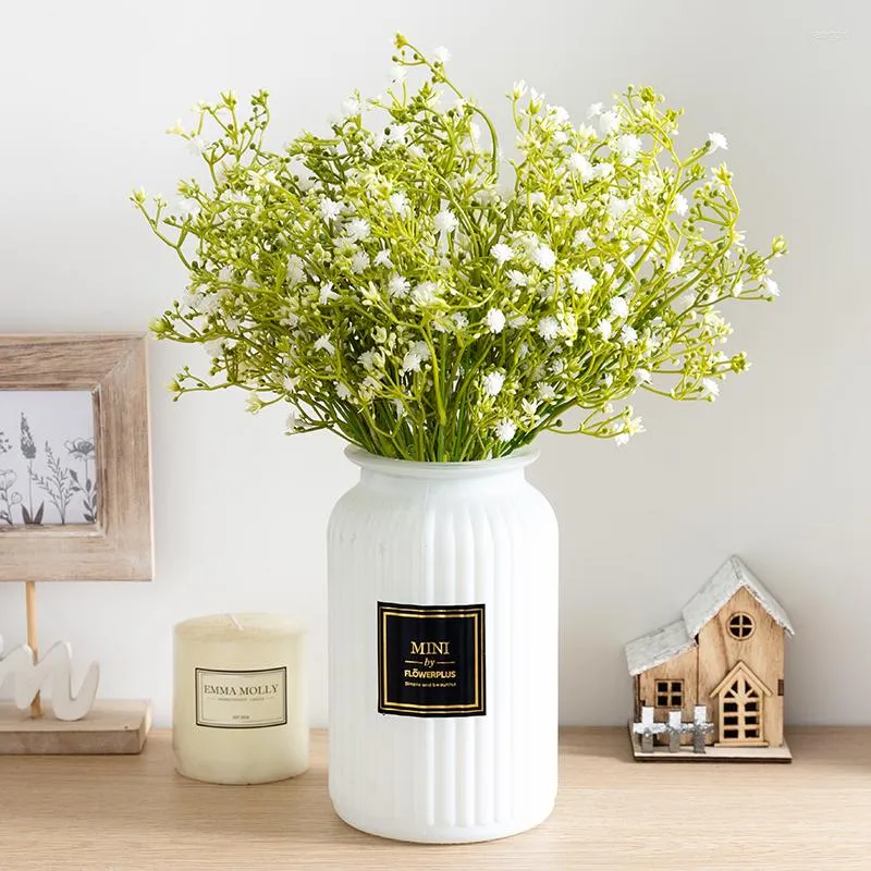 Decorative Flowers Babies Breath Artificial Plastic Autumn Wedding Home Decor Bouquet White Gypsophila Plant Arrange Living Room Table Wall