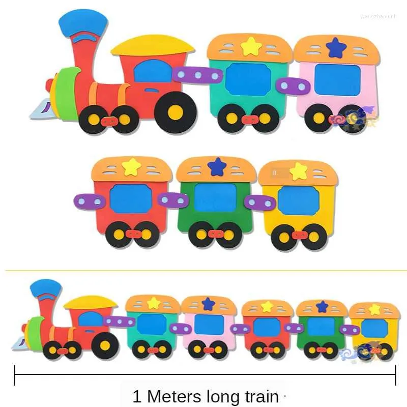 Hediye Sargısı T-N Çocuk Oda Sevimli El İşçiliği 3D Küçük Tren Kombinasyonu Duvar Sticker Anaokulu Sınıf Dekorasyonları Çocuklar İçin Oyuncaklar