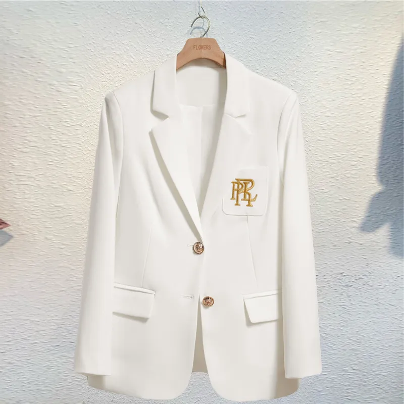 Camera da donna Blazer Blazer Giacca da ricamo da ricamo bianco per la moda delle donne