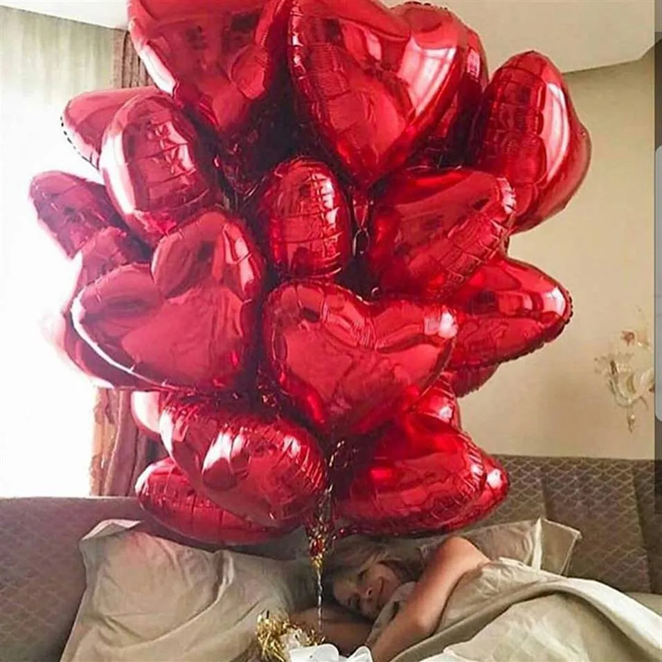 50pcs 18inch kalp folyo balonları düğün doğum günü Sevgililer Günü Partisi kalp aşk helyum balaos dekorasyon bebek duş hediyeleri246w