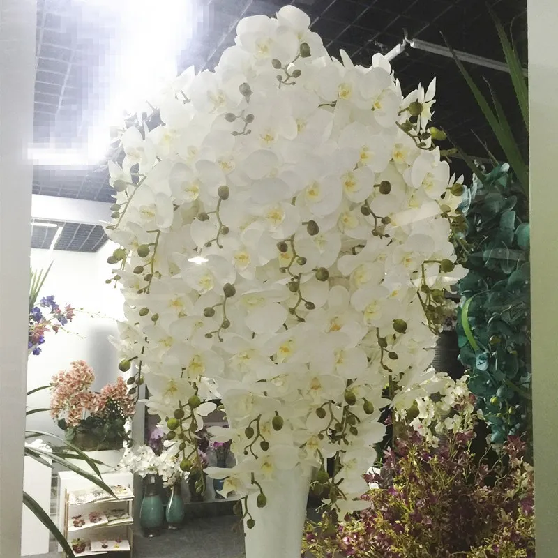 93cm 9 헤드 실크 난초 phalaenopsis 꽃 diy 결혼식 꽃다발 인공 식물 가짜 꽃 가정 장식