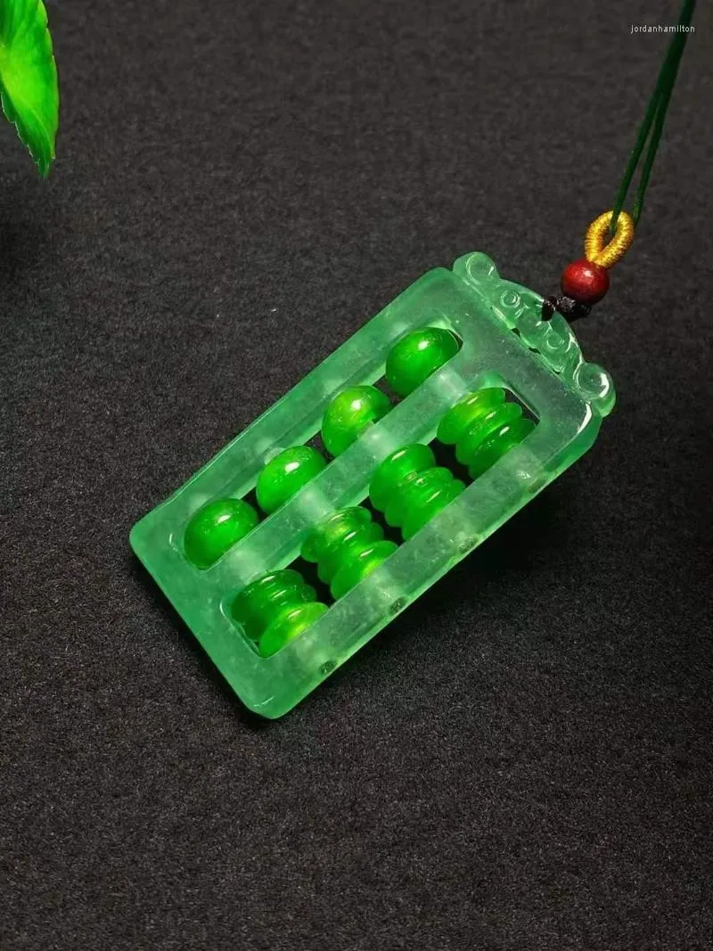 Pendant Necklaces Natural Myanmar Jade Class A High Abacus Jadeite Green Necklace Pendants Jewelry Women Men