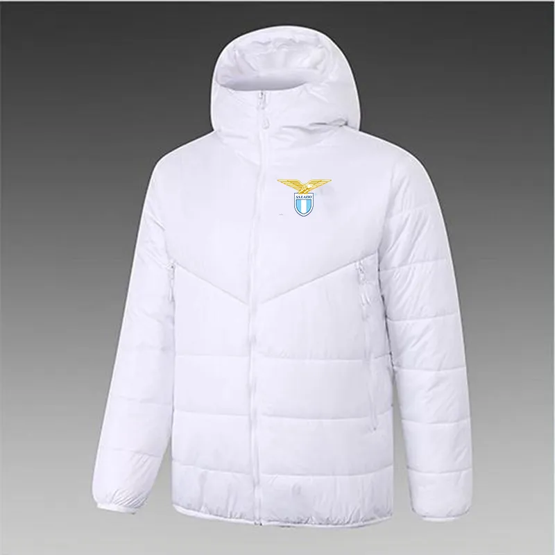 SS Lazio Men's Down Hoodie Jacket Winter Leisure Sport Coat Full Zipper Sports Outdoor Warm Dark Shirt Custom